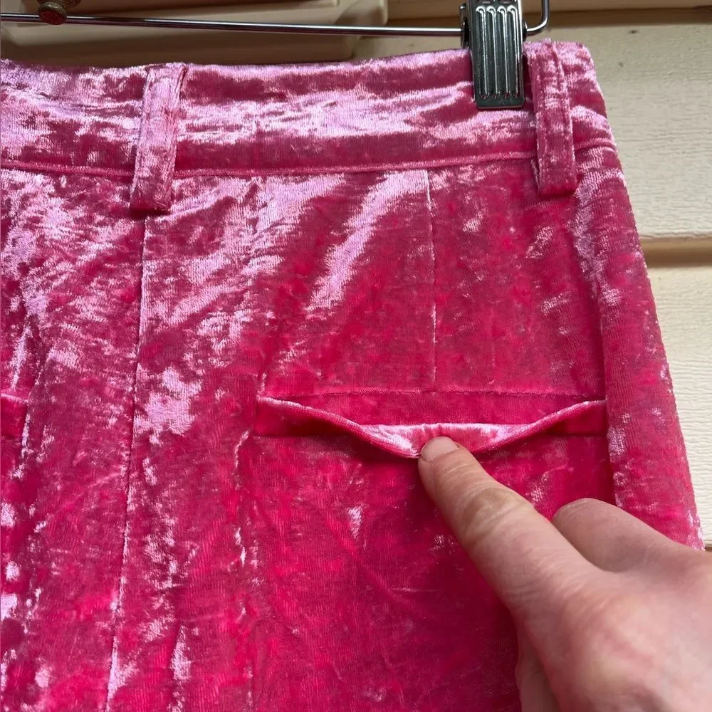 NWT NA-KD Bright Pink Crushed Velvet Suit  Pants Size EU32 (See measurements) - Picture 12 of 12